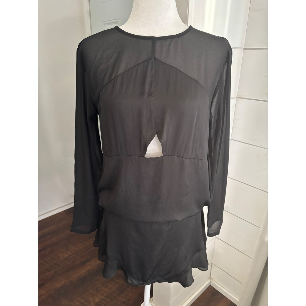 Three of Something Women Black Casual Cocktail Sheer Open‎ Back Dress Size Small